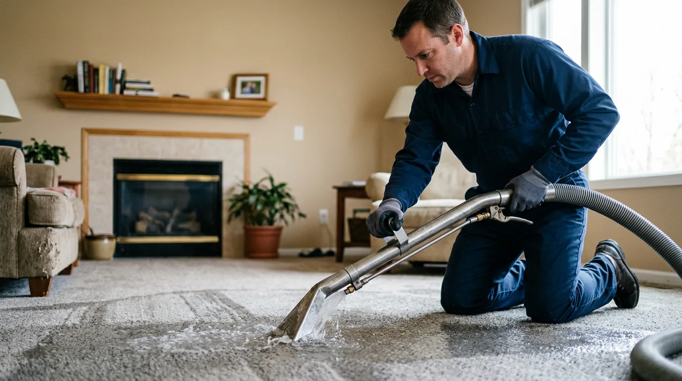 Water damage restoration technician working near Berlin, NY